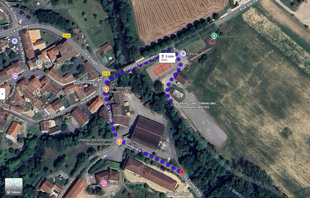 Plan d'acces vers la Salle des Pertonnières